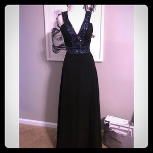 Dark midnight navy Dress the Population gown